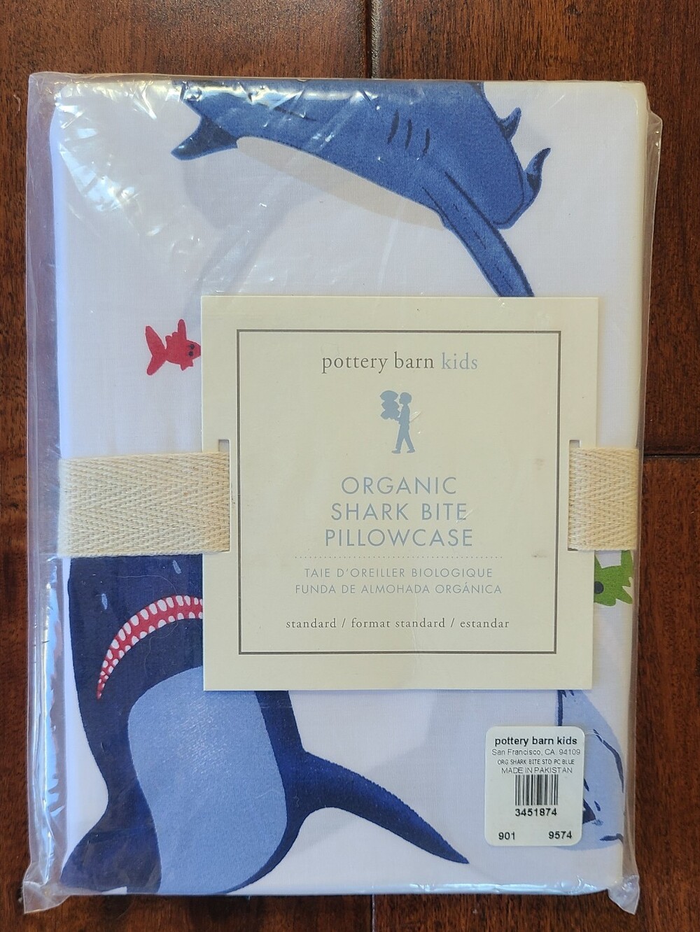Pottery Barn Kids Shark Bite Standard Size Pillowcase  - New